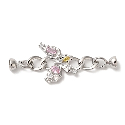 Платинированный Латунь раз по сравнению с застежками, без кадмия, без никеля и без свинца, со стеклом, Реальная платина, 66 мм, отверстие : 5.5 мм