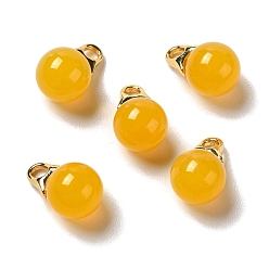Золотистый Подвески из натурального агата (окрашенного и нагретого), круглые подвески с фурнитурой из латуни, покрытой настоящим золотом, золотые, 18 мм, отверстие : 16x10 мм