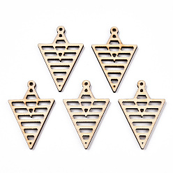 Цвет Древесины Подвески из неокрашенного натурального дерева тополя, полые треугольные подвески, деревесиные, 39.5x26x2.5 мм, отверстие : 1.6 мм