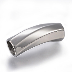 Stainless Steel Color Tarnish Resistant 304 Stainless Steel Tube Beads, Stainless Steel Color, 38x11.5x12mm, Hole: 9.5mm
