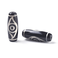 2-Глаза Тибетский стиль 2 бусины дзи, Природные Агат, окрашенная и подогревом, рис, 29.5~31x10~12 мм, отверстие : 1.5~2.8 мм