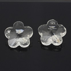 Clear Faceted Flower Glass Charms , Clear, 10x5mm, Hole: 1mm