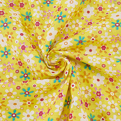 Желтый Хлопчатобумажная ткань с цветочным узором, для аксессуаров для одежды, желтые, 1000x1600x0.1 мм