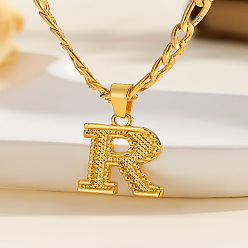 Letter R 304 цепочка с подвеской в виде Фигаро из нержавеющей стали, золотые, Буква R, 17.72 дюйм (45 см)