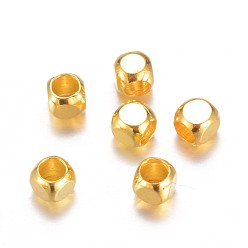 Golden Brass Spacer Beads, Cube, Golden, 3x3mm, Hole: 2mm