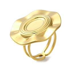Настоящее золото 18K Ионное покрытие (ip) 304 кольцевые компоненты из нержавеющей стали, Настройки колодки кольцо, овальные, реальный 18 k позолоченный, лоток : 10x6 мм, овальный : 28x23.5 mm, размер США 6 (16.5 мм)