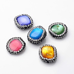 (52) Непрозрачная лаванда Самородки натуральные ракушки, с полимерной глиной горный хрусталь, разноцветные, 12~17x12~16x4~7 мм, отверстие : 0.5 мм