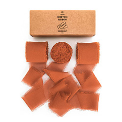 Помидор Шифоновая лента из полиэстера, Лента с необработанными краями для изготовления украшений своими руками, подарочная упаковка, помидор, 1-1/2 дюйм (38 мм), около 7.11 ярдов (6.5 м) / рулон