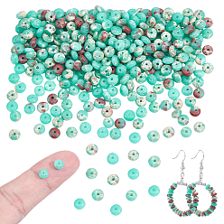 Аквамарин Синтетические имперские нитки из бисера яшмы, рондель, окрашенные, аквамарин, 4~4.5x2~2.5 мм, отверстие : 0.6 мм, около 167 шт / нитка, 15.12'' (38.4 см)