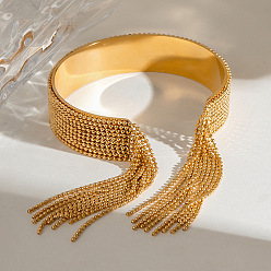 Золотой 304 браслеты-манжеты из нержавеющей стали с кисточками для женщин, золотые, 5/8 дюйм (1.6 см), внутренний диаметр: 2-1/2 дюйм (6.2 см)