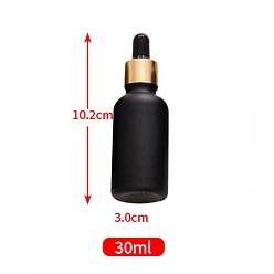 Black Empty Portable Frosted Glass Dropper Bottles, Fine Mist Atomizer, with Rubber Extrusion Head, Aluminum Dust Cap, Refillable Bottle, Black, 1-1/8x4 inch(3x10.2cm), Capacity: 30ml(1.01fl. oz)