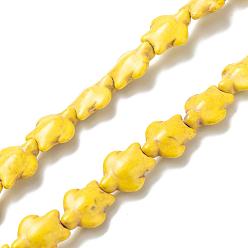 Желтый Окрашенные синтетические бирюзовые бусы нити, Морская черепаха, желтые, 15x12x6 мм, отверстие : 1 мм, около 28 шт / нитка, 15.4 дюйм