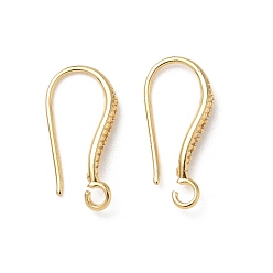 Настоящее золото 24K Латунные крючки для сережек, без свинца и без кадмия, реальный 24 k позолоченный, 17.5x8.5x2.5 мм, отверстие : 1.8 мм, штифты : 0.7 мм