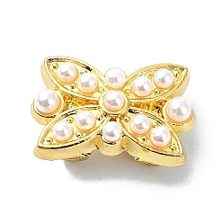 Real 18K Gold Plated Rack Plating Brass Pendants, with Plastic Imitation Pearl  Beads, Long-Lasting Plated, Lead Free & Cadmium Free, Bowknot, Real 18K Gold Plated, 16.5x11x4~7mm, Hole: 1.2mm