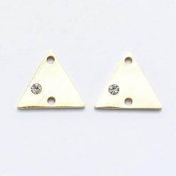 Золотой 316 l соединительные звенья из хирургической нержавеющей стали с микропаве из кубического циркония, треугольные, прозрачные, золотые, 11.5x13x2 мм, отверстие : 1 мм