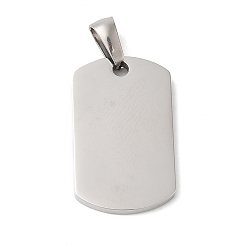 Couleur Acier Inoxydable Pendentifs en acier inoxydable anti-ternissement, charme rectangle, couleur inox, 304mm, Trou: 25x15x2mm
