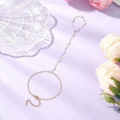 Золотой Ионное покрытие (ip) 316 хирургическая нержавеющая сталь пластик имитация жемчуга цепочки-скрепки браслеты для женщин, золотые, 7-3/8 дюйм (18.8 см)