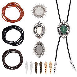 (52) Непрозрачная лаванда Набор для изготовления своими руками, включая латунный конус, коровьей шнуры, застежка-кабошон для галстука-боло из сплава, разноцветные, 35x9 мм