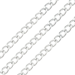 Silver Aluminium Twisted Curb Chains, Unwelded, with Spool, Silver, 10x6.5x1.8mm, about 16.4 Feet(5m)/roll