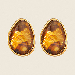 Plaqué 18K Or Véritable Boucles d'oreilles à clous en résine et acier inoxydable pour femmes, nuggets, réel 304 k plaqué or, 18mm