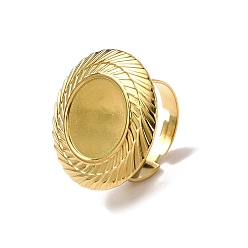 Настоящее золото 18K 304 компоненты манжетного кольца из нержавеющей стали, Настройки колодки кольцо, плоско-круглые, ионное покрытие (ip), реальный 18 k позолоченный, лоток : 14.5 мм, внутренний диаметр: 18 мм