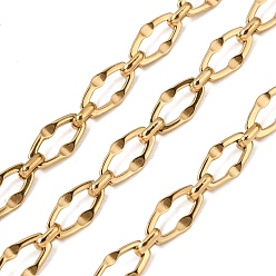 Настоящее золото 18K 304 цепи натяжные нержавеющие, ионное покрытие (ip), несварные, с катушкой, овальные, реальный 18 k позолоченный, 14x8x1.5 мм