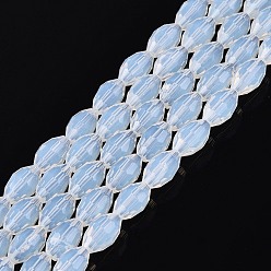 WhiteSmoke Imitation Jade Glass Beads Strands, Rice, Faceted, WhiteSmoke, 8~9x5~6mm, Hole: 0.9~1mm, about 67~68pcs/strand, 22.83~23.62 inch(58~60cm)