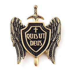 Античное Золото Ионное покрытие (ip) 304 подвески из нержавеющей стали, щит архангела святого Михаила хаем, античное золото , 41.5x33.5x3.8 мм, отверстие : 3.7x4.8 мм