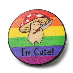 Гриб Плоская круглая брошь-булавка из сплава, брошь в виде радужного флага гордости, гриб, 30x2 мм