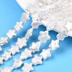 Морская Ракушка Нити натуральных бусинок из зернистого жемчуга кеши в стиле барокко, культивированный пресноводный жемчуг, звезда, цвет морской раковины, 9~16x10~12x2.5~5.5 мм, отверстие : 0.7 мм, около 30~36 шт / нитка, 14.76~15.35 дюйм (37.5~39 см)