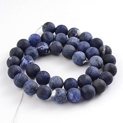 Sodalite Frosted Natural Sodalite Round Bead Strands, 8mm, Hole: 1mm, about 48pcs/strand, 15.1 inch