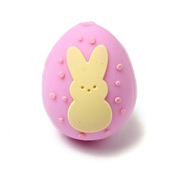 Egg Пасхальные силиконовые фокусные бусины, розовый жемчуг, яйцо, 22x17x17 мм, отверстие : 2 мм