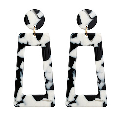 Черный Серьги-гвоздики из сплава уксусной кислоты, плоский круглый с трапецией, золотые, чёрные, 63x27 мм