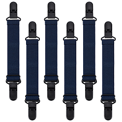 Полуночно-синий 6 шт. полиэстеровые регулируемые резинки-зажимы для детских тапочек, с пластиковыми пряжками, темно-синий, 155~205x38x4 мм