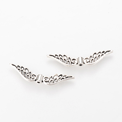Античное Серебро Сплавочные овальные бусины тибетского стиля , крыло, без кадмия и без свинца, античное серебро, 7x32x3 мм, Отверстие : 1 мм , около 1110 шт / 1000 г