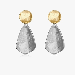 Платиновый & Золотой Двухцветные латунные серьги-гвоздики с подвесками, слеза, платиной и золотом, 46x22 мм