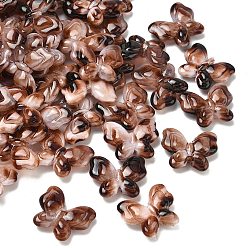 Кокосово-Коричневый Непрозрачные акриловые бусины, имитирующие леопардовый принт, бабочка, два тона, кокосового коричневый, 18x21x6 мм, отверстие : 1.8 мм, 415 шт / 500 г