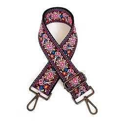 Cerise Sangles de sac à fleurs en jacquard de polyester, avec fermoirs pivotants en alliage plaqué bronze, cerise, 80~130x5 cm