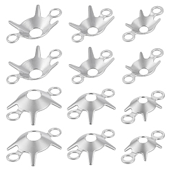 Платина 12 шт. оправы для когтей из стерлингового серебра со стразами, плоско-круглые, 1Замшевая ткань из ПК, квадратная салфетка для полировки серебра, платина, пригодный для стразов 3.5~5 мм, 8~8.5x3x2 мм, отверстие : 1~1.7 мм, 4 шт / стиль