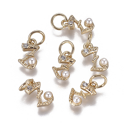 Letter Z Латунь прелести, с фианитами и оболочки жемчужиной шарик, буквы, золотые, прозрачные, letter.z, 9.5~11x3.5~10.8x3~3.5 мм, отверстие : 3.5 мм