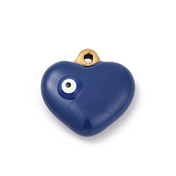 Золотой 304 нержавеющей стальной эмали подвески, ионное покрытие (ip), сердце с оберегом от сглаза, золотые, 16.5x17x6.5 мм, отверстие : 1.4 мм