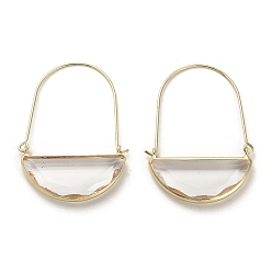 Clear Glass with Brass Pendants, Half Round Charms, Clear, 43.5x30x4.8mm, Hole: 24x30mm