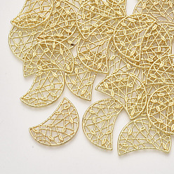 Light Gold Alloy Filigree Joiners, Moon, Light Gold, 30.5x22x2mm