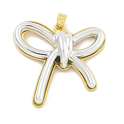 Платиновый & Золотой Стойки обшивки латунные подвески, долговечный, без свинца и без кадмия, бантом, платина и настоящее 18 к позолота, 35x36x4 мм, отверстие : 3x4 мм