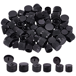 Black 60Pcs 3 Style PP Plastic Flip Top Lids for Refillable Squeeze Bottle, Hand Sanitizer Bottle Replacement Caps, Column, Black, 2.05~2.8x2.1cm, Inner Diameter: 1.8~2.4cm, 20pcs/color