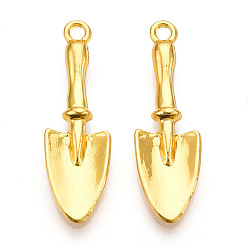 Настоящее золото 18K Подвески из сплава , лопата, без кадмия и без свинца, реальный 18 k позолоченный, 31x9.5x3.5 мм, отверстие : 1.8 мм