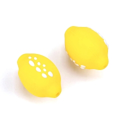 Лимон Мультяшные силиконовые фокусные бусины, желтые, лимон, 25 мм