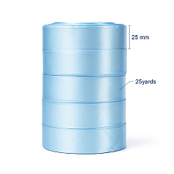 Light Blue Single Face Satin Ribbon, Polyester Ribbon, Light Blue, 1 inch(25mm) wide, 25yards/roll(22.86m/roll), 5rolls/group, 125yards/group(114.3m/group)