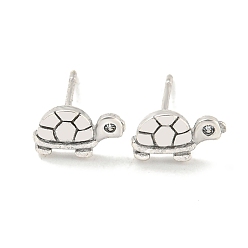 Матовый Серебристый Цвет Серьги-гвоздики из латуни с кубическим цирконием и черепаховым покрытием для женщин, без свинца и без кадмия, долговечный, матовый серебристый цвет, 5x9 мм