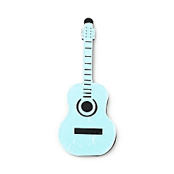 Light Cyan Guitar Shape Acrylic Big Pendants, with Glitter Powder, Light Cyan, 64x26x4.5mm, Hole: 1.5mm